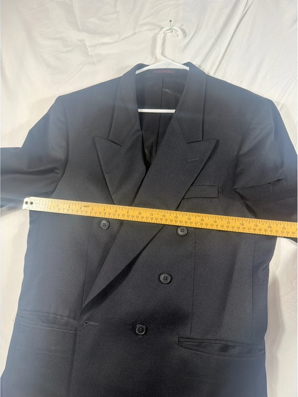 André Villard Paris Men's Black Wool Double-Breasted Blazer Suit Jacket Size 42R